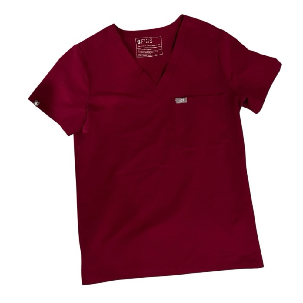 Figs Catarina One-Pocket Scrub Top | Burgundy | XS - Picture 4 of 8